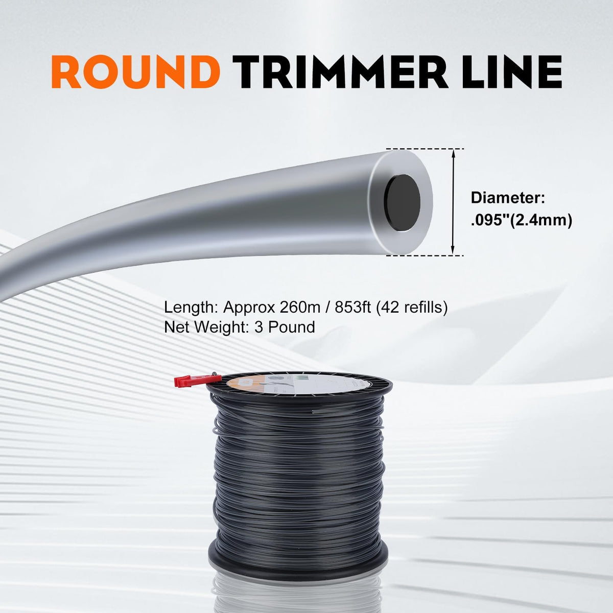 Round trimmer line by Hipa delivers consistent, even cuts and longer service life.