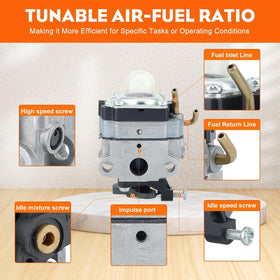 Hipa S430 C430 carburetor dimensions; precise mounting hole spacing and bore sizes.
