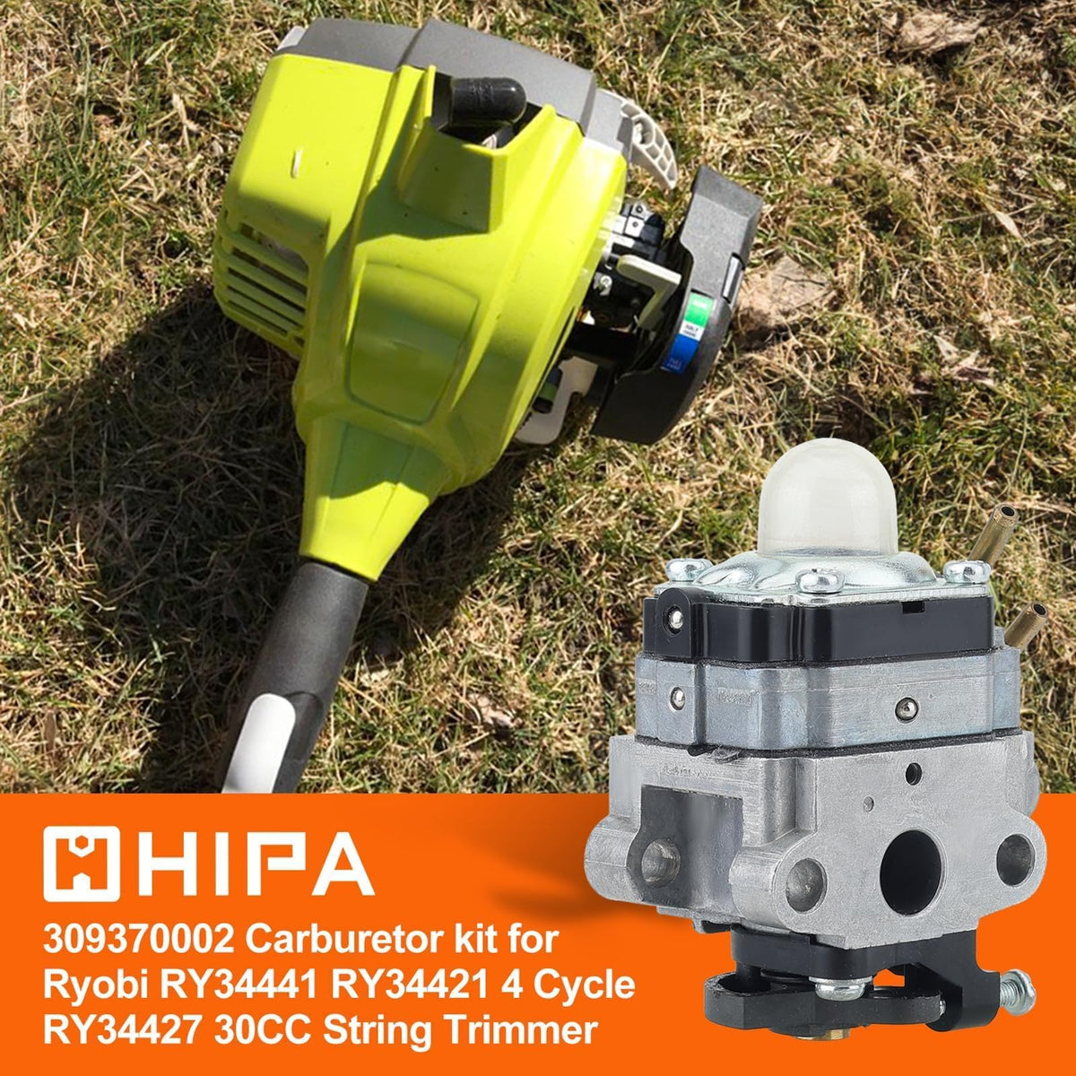 Hipa S430 C430 carburetor fits Ryobi X430; reliable replacement part.
