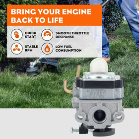 Hipa S430 C430 carburetor side view; durable aluminum body that resists wear.