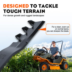 Hipa three-pack mulching blades emphasizes value and versatility for mid-size mowers.