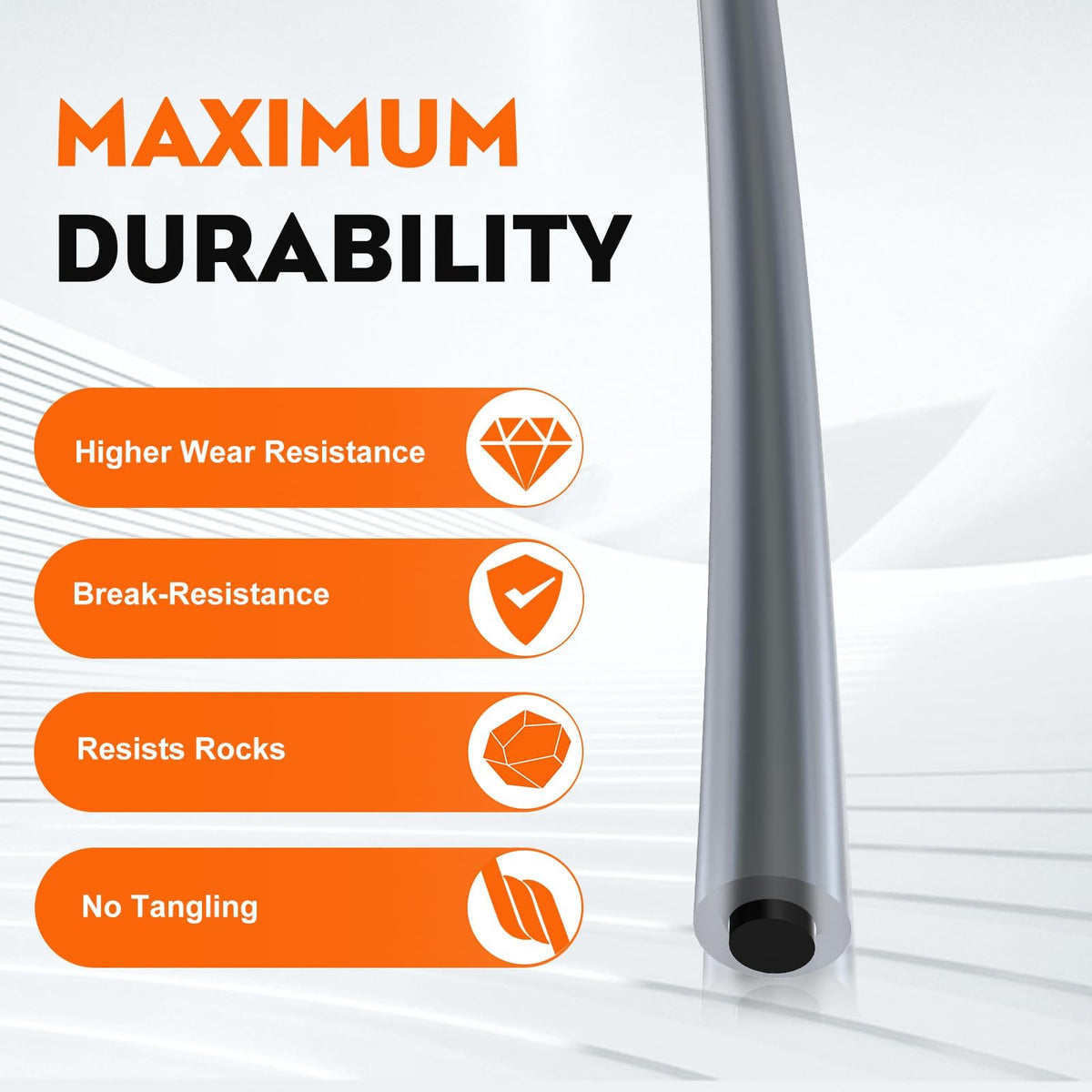 Hipa trimmer line cutter included for quick on-site line replacement.