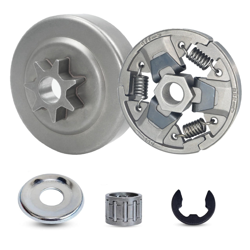 Hippotech 325-7T clutch drum with bearing for Stihl MS271/MS291 showing durable components