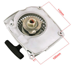Hippotech recoil pull starter close-up shows rugged magnesium alloy construction for durability.