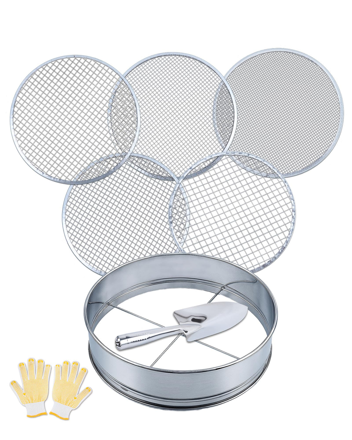 HIPULX 5-in-1 soil sifter frame in stainless steel for durable use
