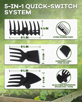 HIPULX 5-in-1 multitool supports weeding, cultivating, and light raking.