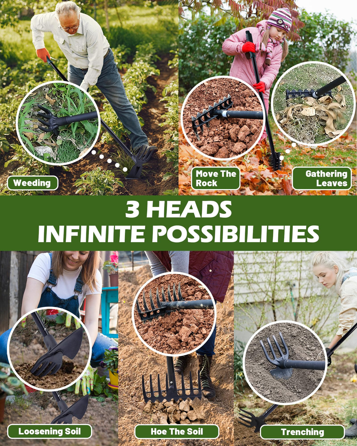 HIPULX 5-in-1 head-switch enables fast tool changes during busy garden sessions.