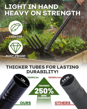 HIPULX 5-in-1 lightweight steel construction reduces fatigue while gardening.