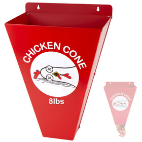 Hipykat chicken cone during processing shows sturdy metal build for reliable restraint