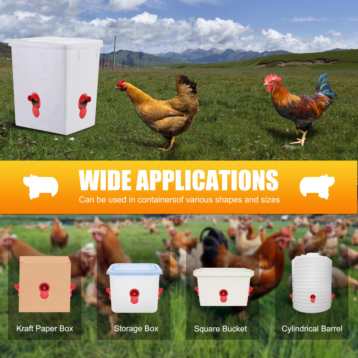 Hipykat feeder container setup shows versatile compatibility with troughs or barrels.