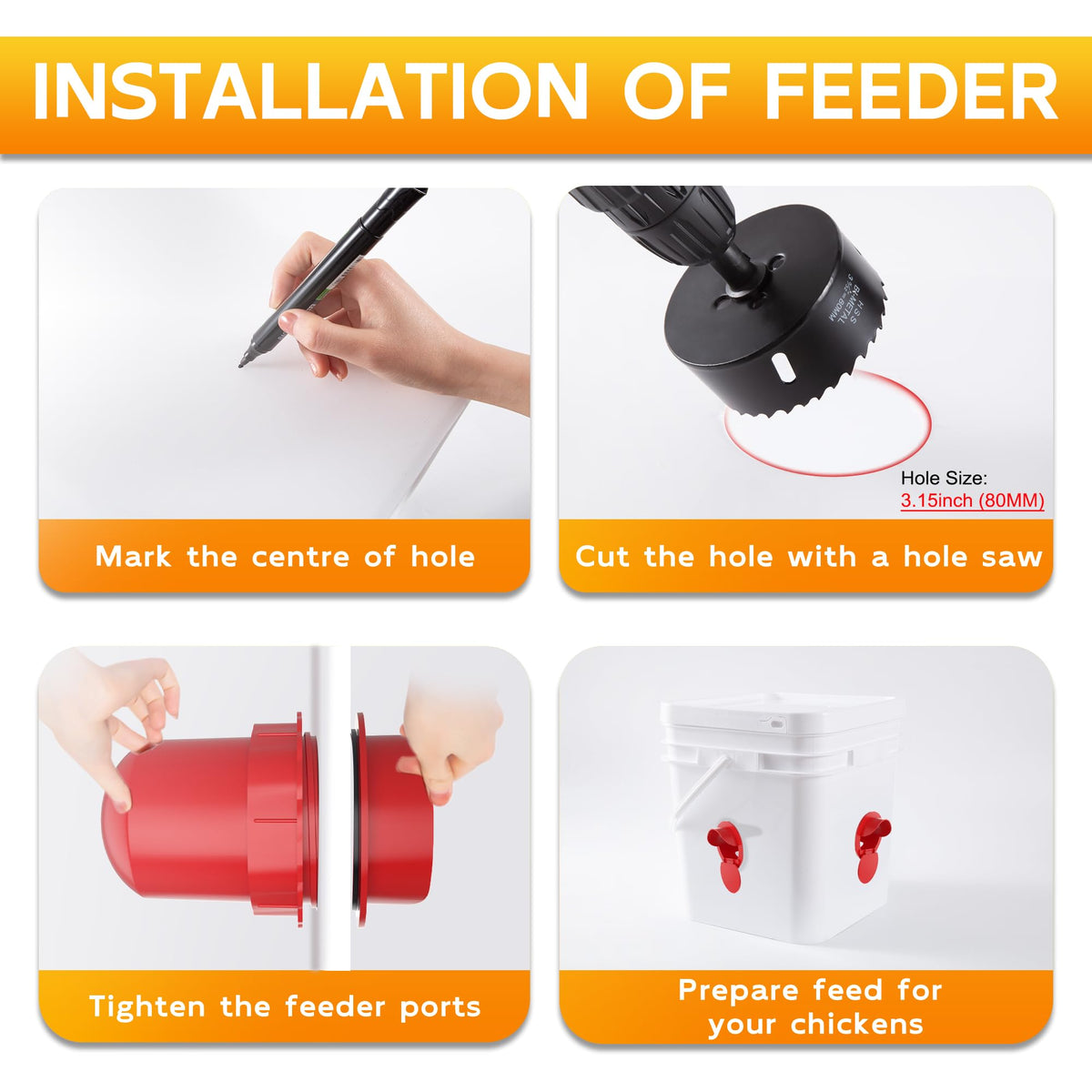 Hipykat chicken feeder BPA-free PP construction offers safe, long-lasting use.