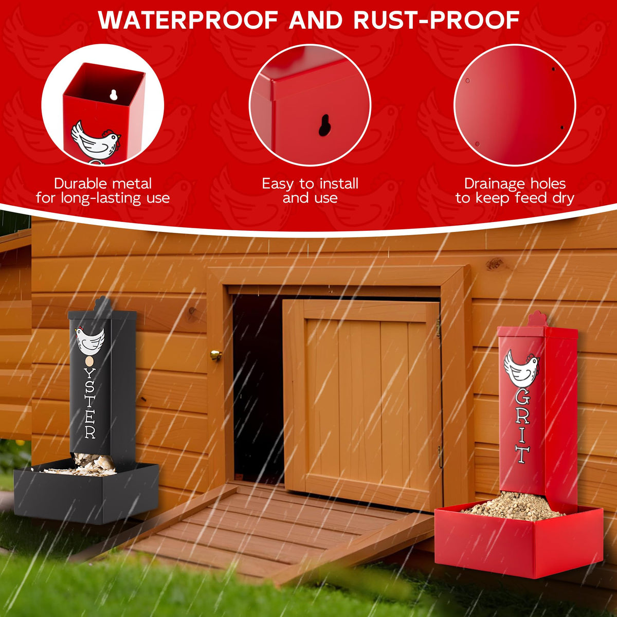 Hipykat chicken grit feeder wall mount keeps feed dry and accessible.