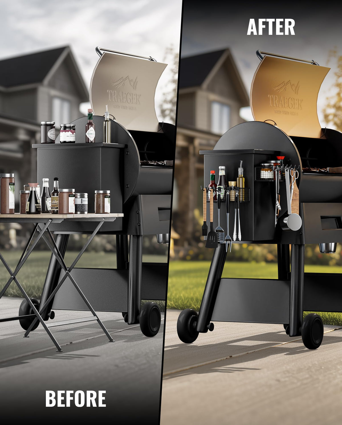 HIQCVOU compact design preserves workspace and reduces clutter on pellet smokers.