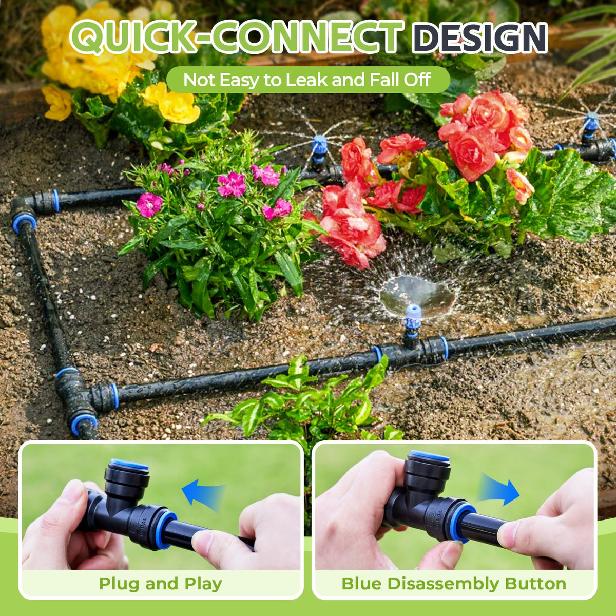 HIRALIY 15mm elbow connector enables flexible routing of drip lines around plants.