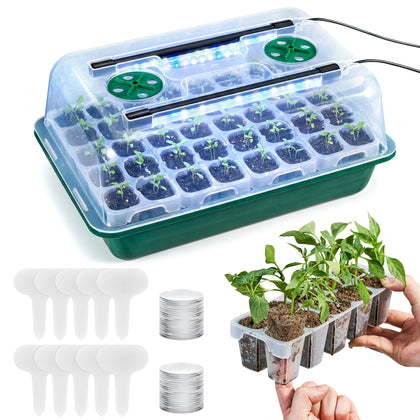 HIRALIY 40-cell seed starter tray with grow light for efficient indoor germination.