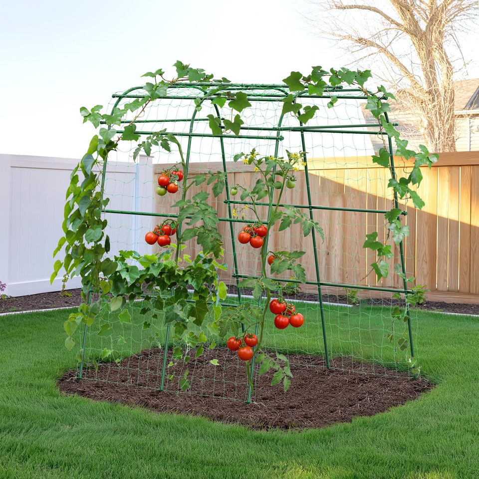 HIRALIY garden arch trellis assembly demonstrates quick setup for climbing plants and raised-bed gardens.
