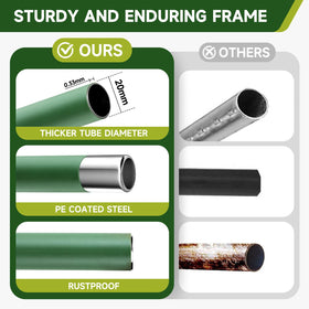 HIRALIY heavy-duty 20mm tubes provide sturdy support for heavy crops without bending.