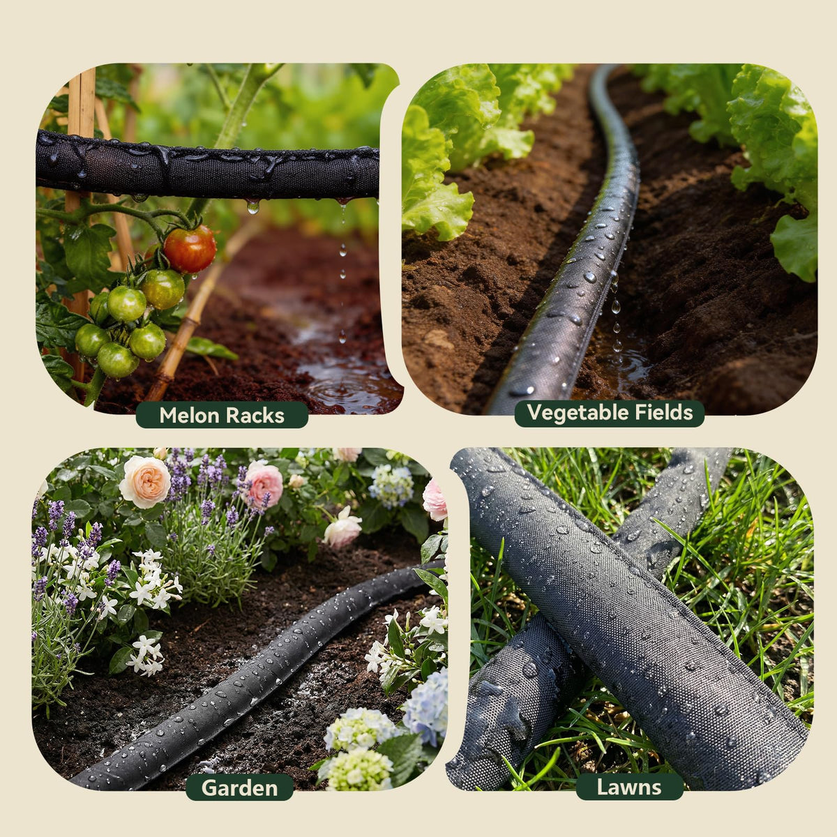 HIRALIY irrigation hose ideal for garden, lawn, and beds.