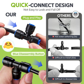 HIRALIY quick-connect elbows simplify corner connections for garden drip lines.