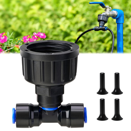 HIRALIY two-way quick connector main view showing secure irrigation tubing connection