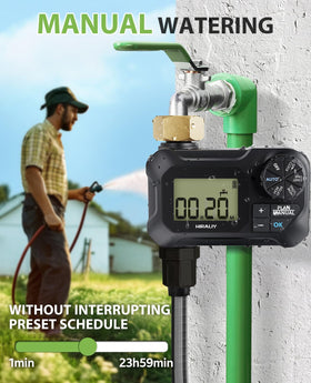 HIRALIY water timer battery compartment for easy two-AA operation