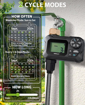 HIRALIY water timer brass connector highlighting durable outdoor compatibility