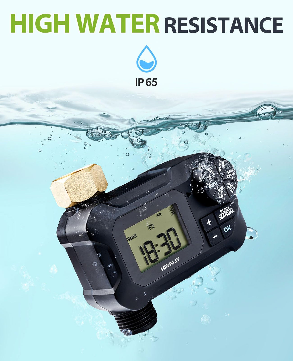 HIRALIY water timer IP65 rugged body for weatherproof outdoor use