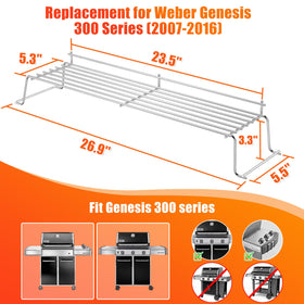 Side profile shows raised design for flexible cooking on Weber Genesis.