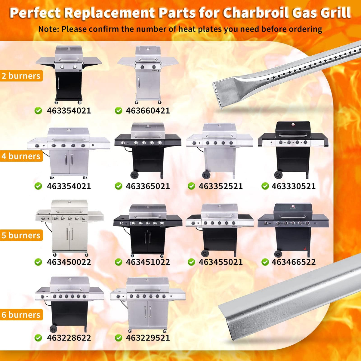 Hisencn Charbroil 6-burner heat plates improve heat distribution and durability