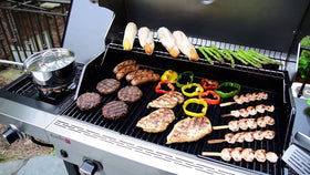 Flare-up control with Hisencn infrared grill emitter plates.
