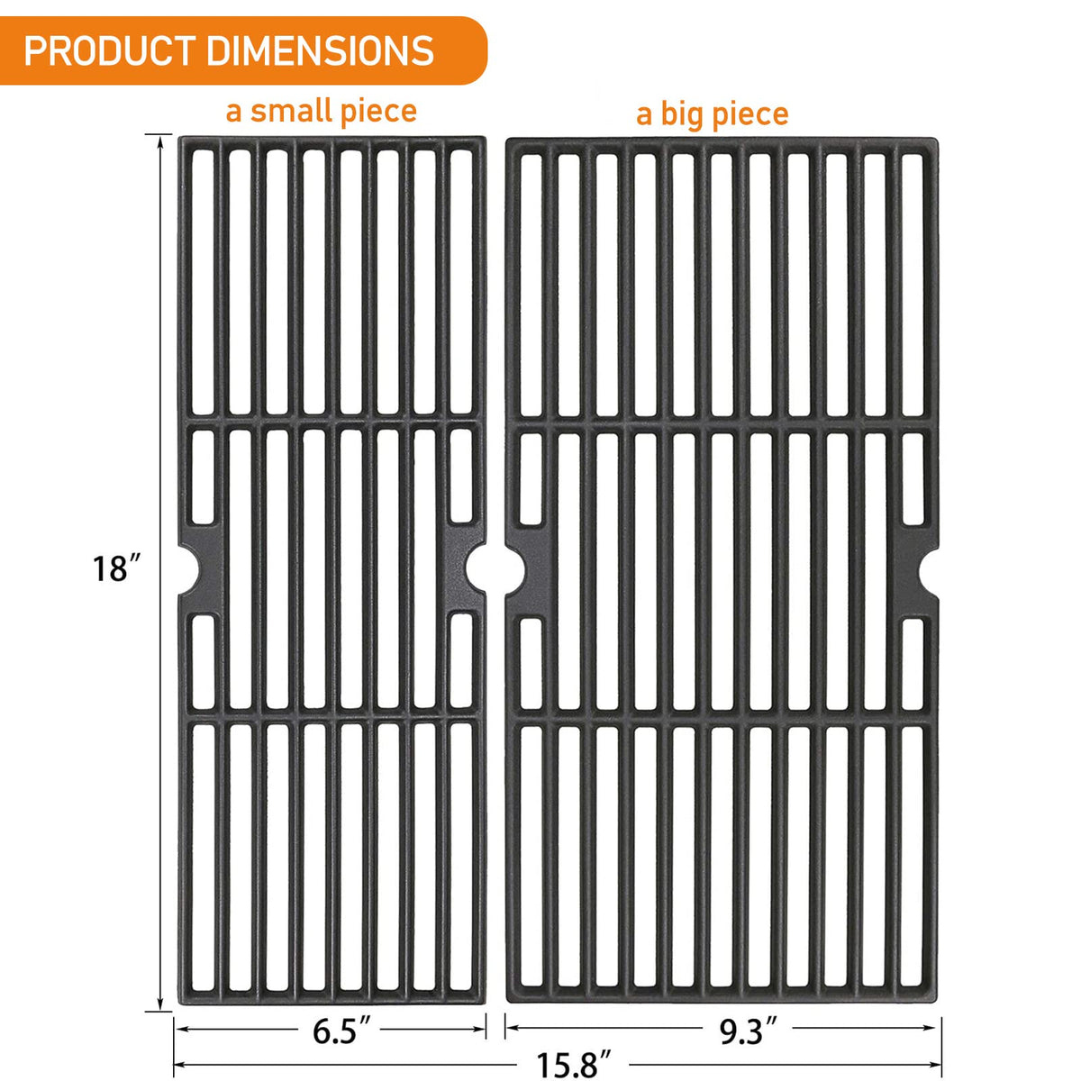 Hisencn cast-iron grill grates with durable matte finish