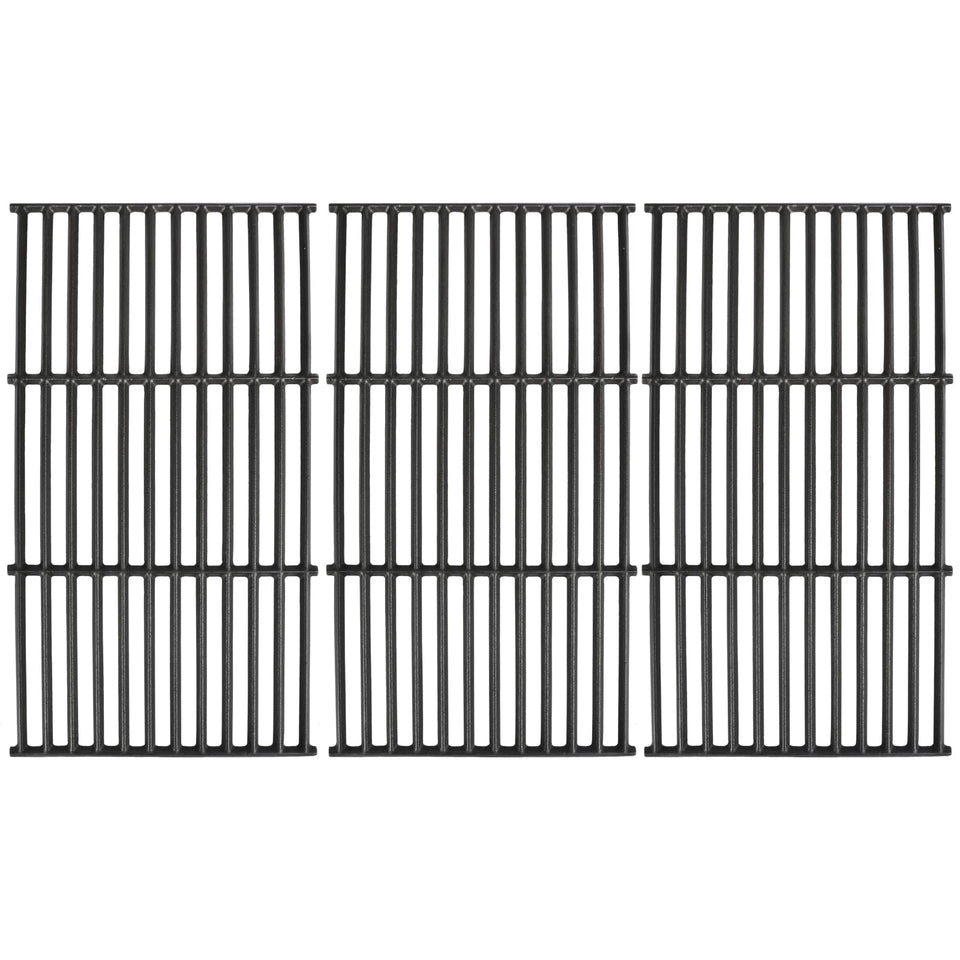 Hisencn Char-Griller 1733 side view grates show sturdy cast iron for even searing.