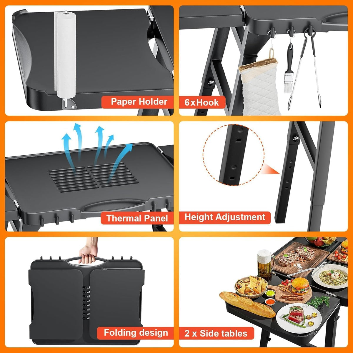 Hisencn grill stand sturdy side handles for carrying