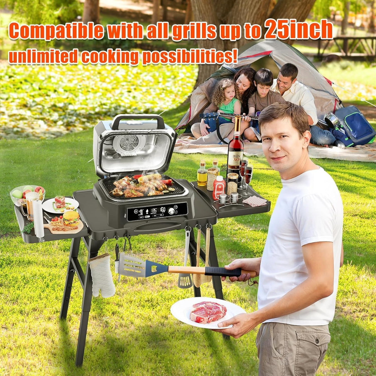 Hisencn grill stand spacious 51-inch tabletop for prep