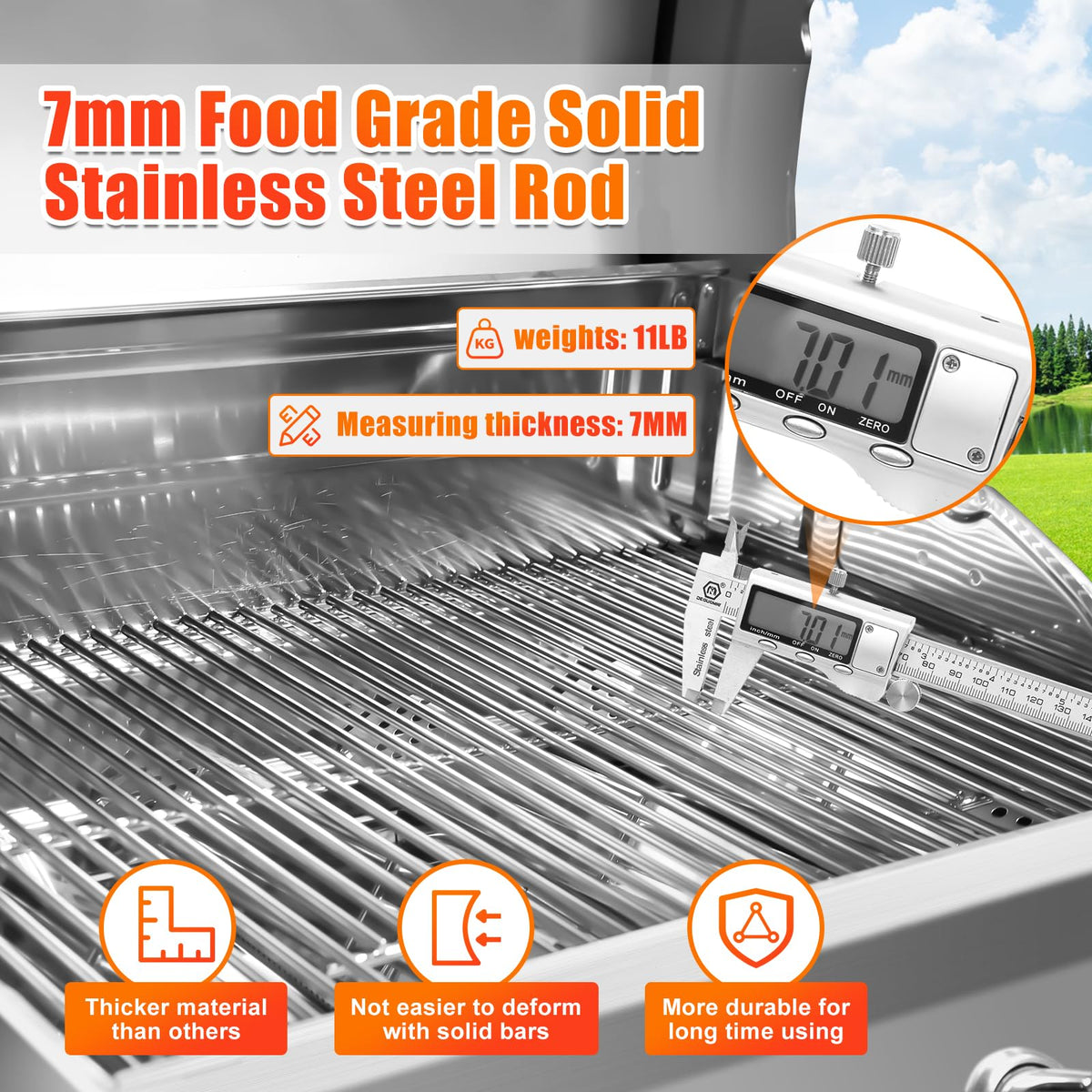 Hisencn Nexgrill even-heat dispersion supports consistent searing across grates.