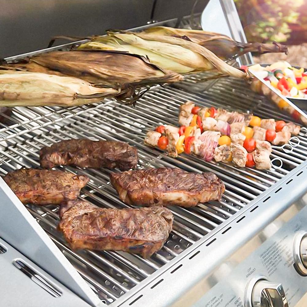 Hisencn Nexgrill rust-proof stainless steel construction withstands outdoor use.