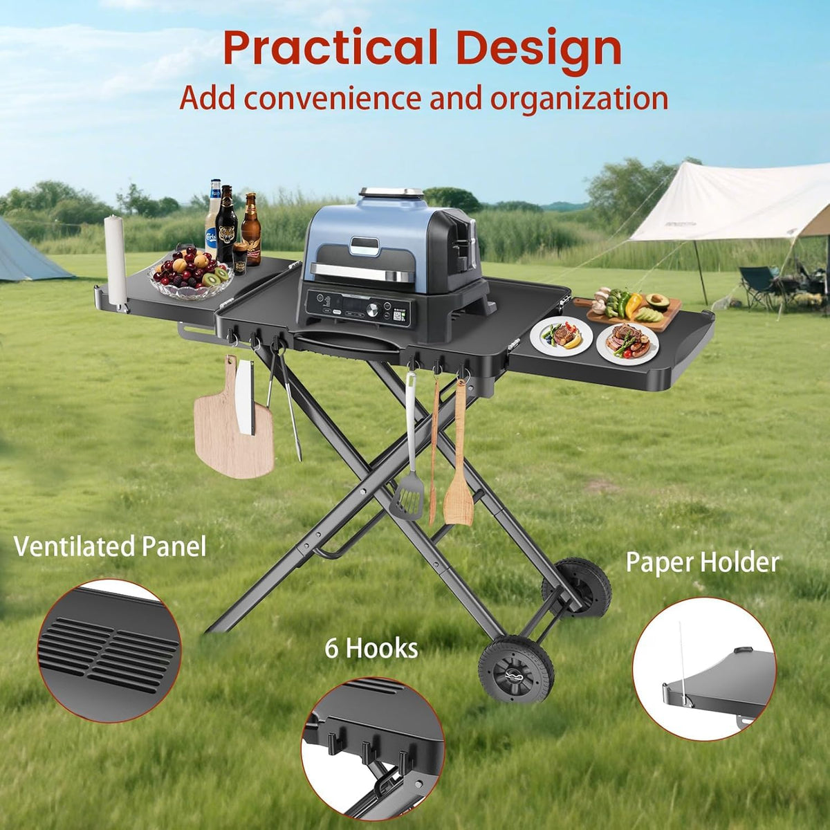 Hisencn compact design fits in trunks or closets for camping and tailgating.