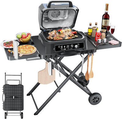 Hisencn portable grill table stand with folding legs offers easy transport and storage.