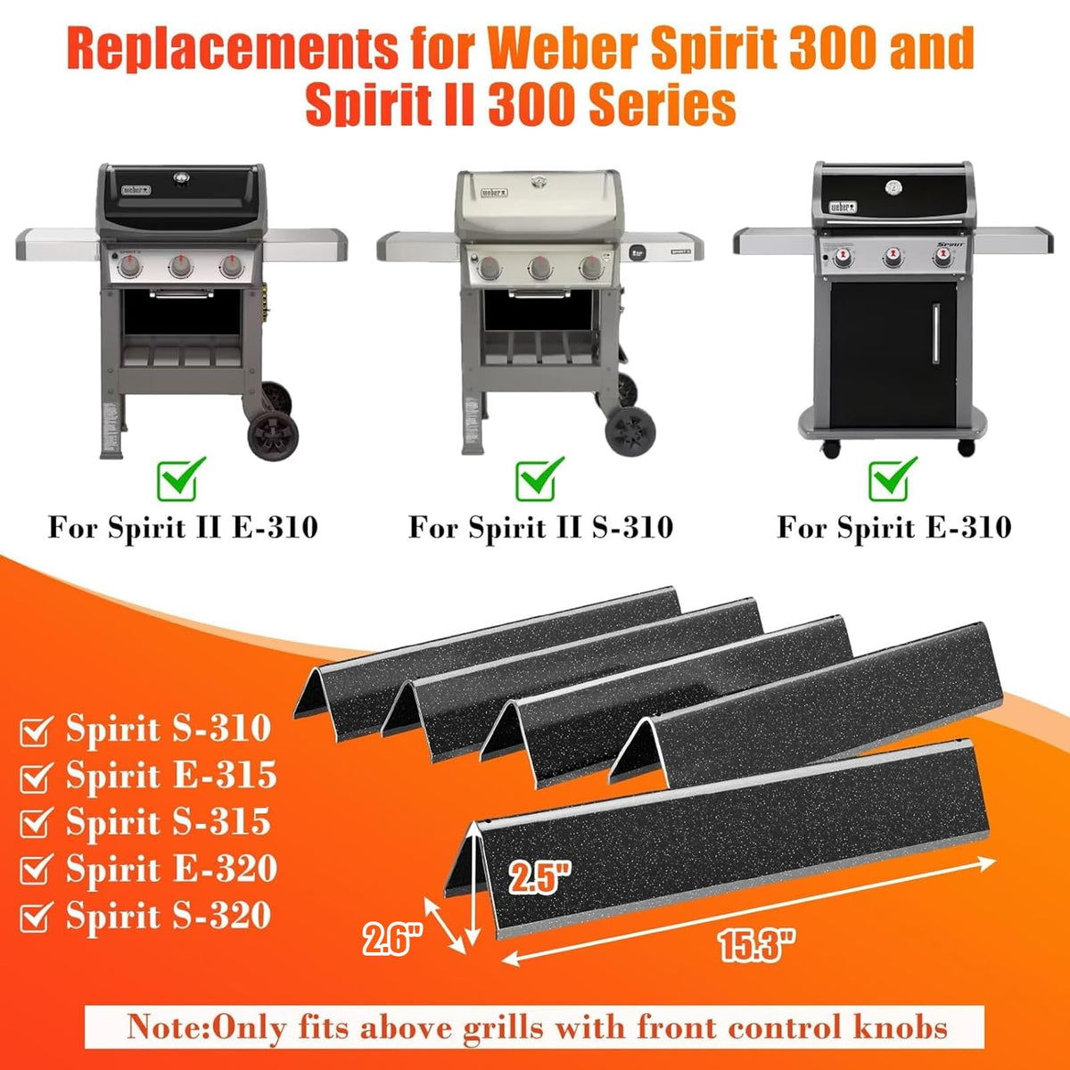 Hisencn Weber Spirit 300 five-bars-included text indicates comprehensive replacement kit.