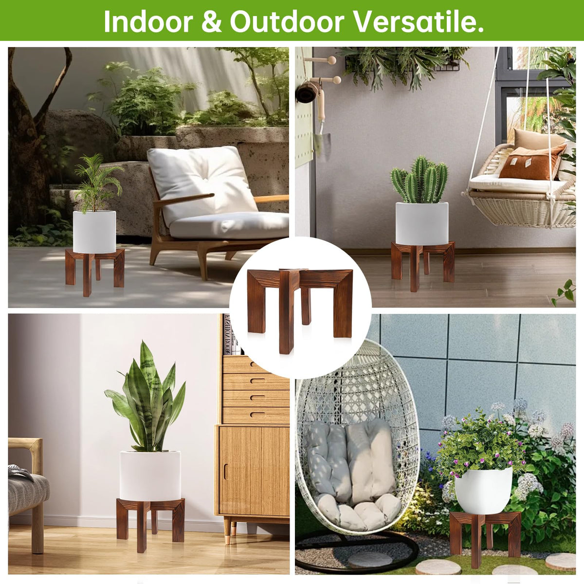 Hismocal patio-friendly wood stand for outdoor spaces