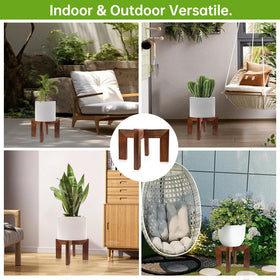 Hismocal patio-friendly wood stand for outdoor spaces