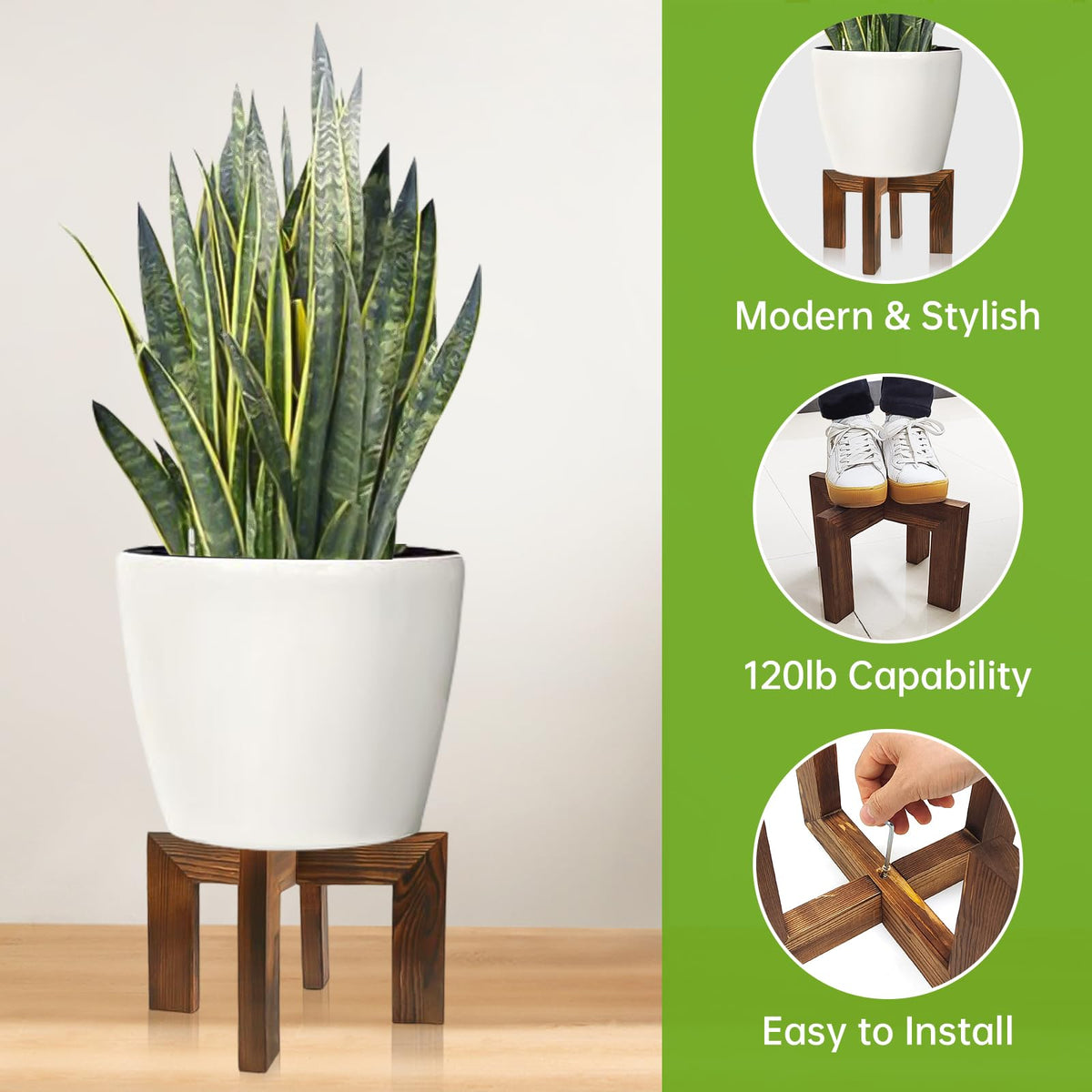 Hismocal wooden flower pot stand highlights 50-100 lb capacity
