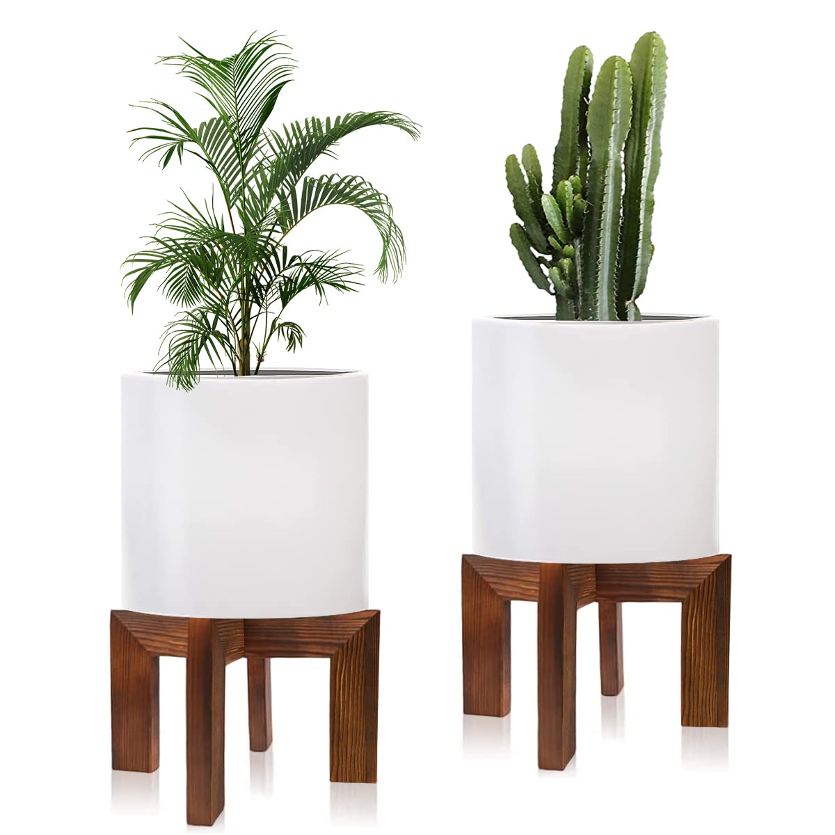 Hismocal wood plant stand 2-pack for sturdy indoor use with large pots