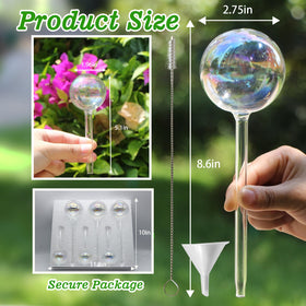 Histely self-watering spikes in clear glass maintain steady moisture for potted plants