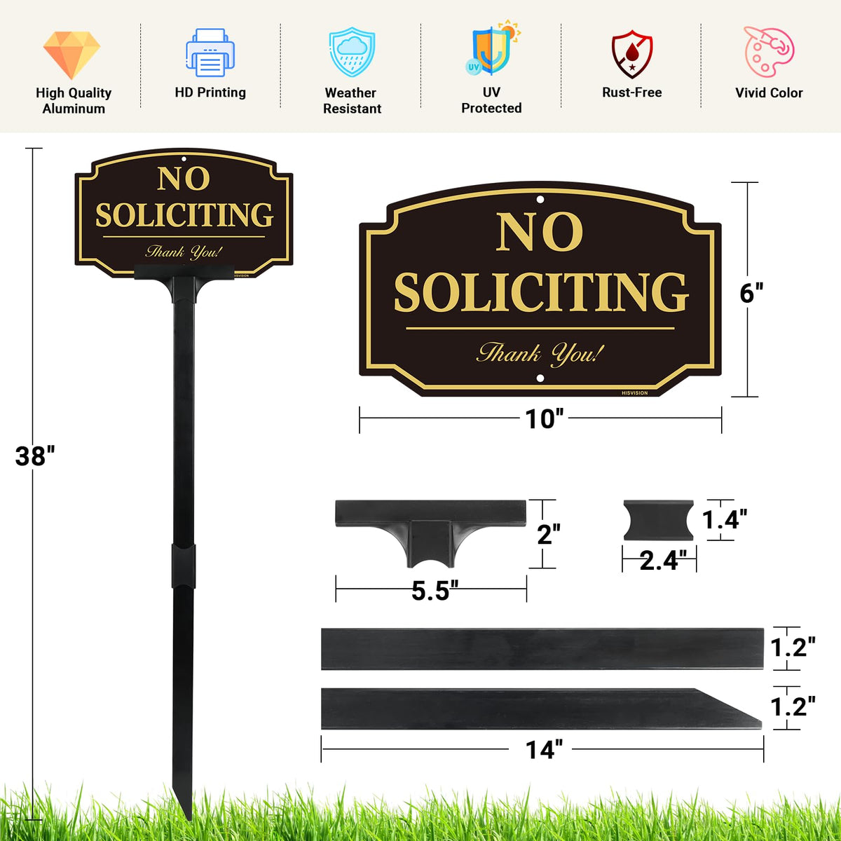 HISVISION adjustable-height stake at 38 inches enables flexible placement