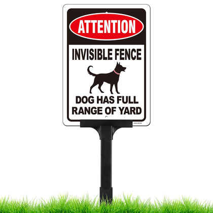 HISVISION Attention Invisible Fence Dog Sign 10x7 inch design improves visibility and deterrence.