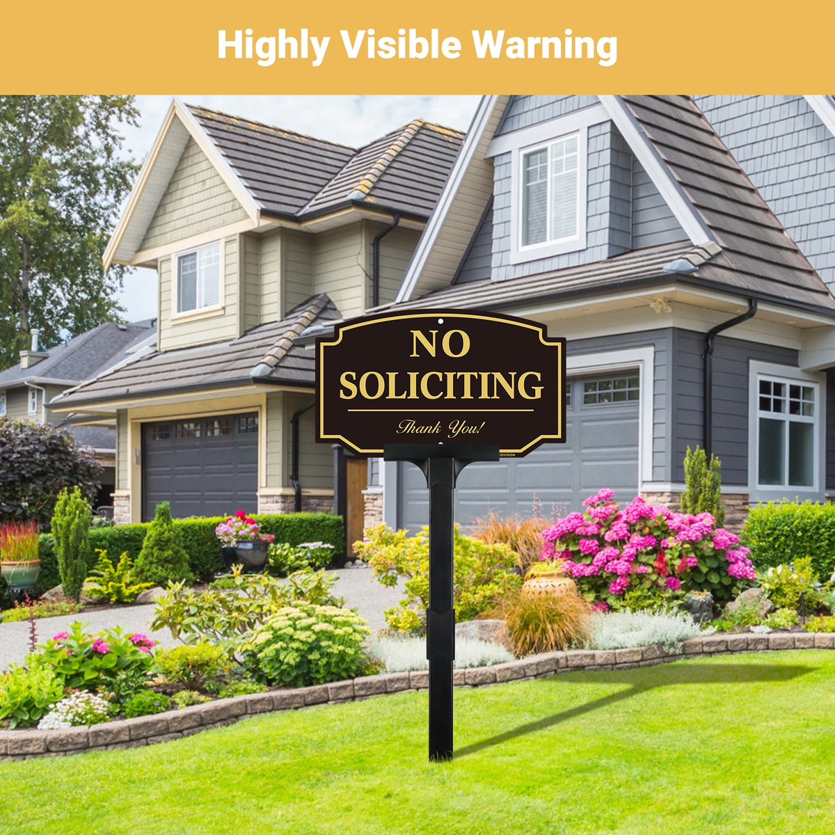 HISVISION no-soliciting sign suitable for indoor and outdoor use