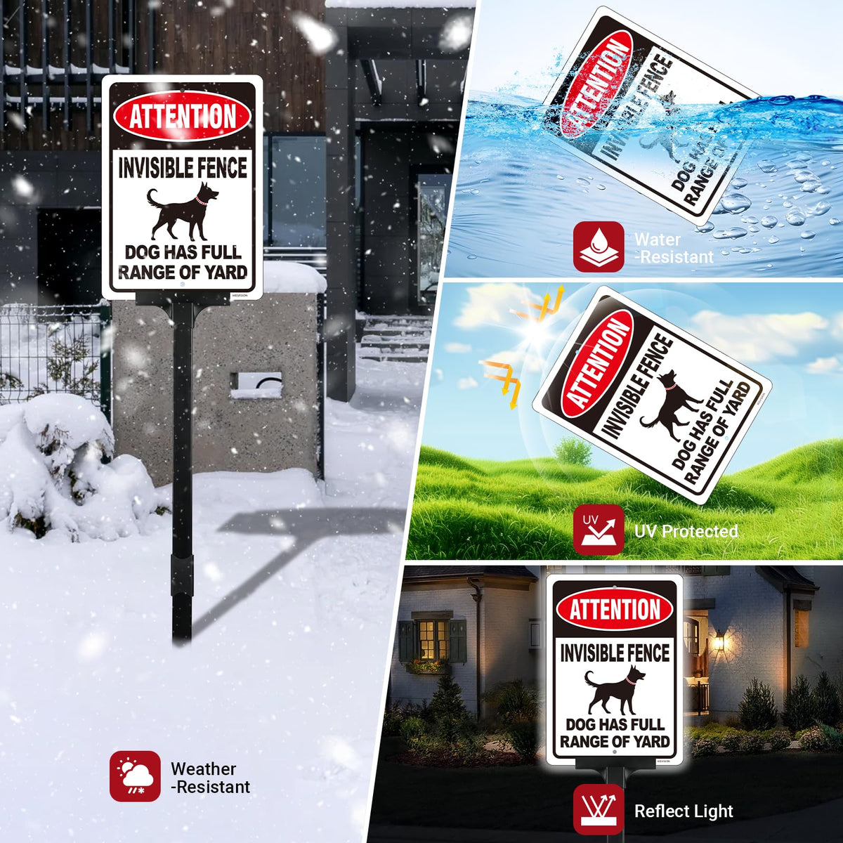 HISVISION UV-protected dog yard sign maintains color and legibility in sun.