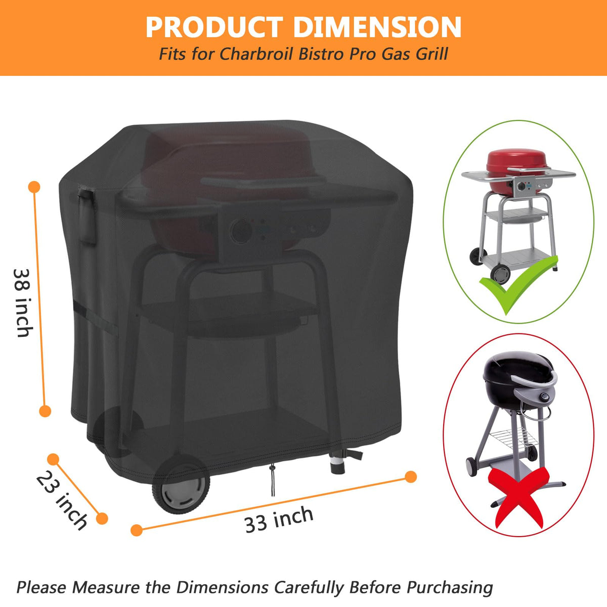 Hiticover grill cover bottom drawstring shown securing the cover against wind.