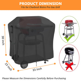 Hiticover grill cover bottom drawstring shown securing the cover against wind.
